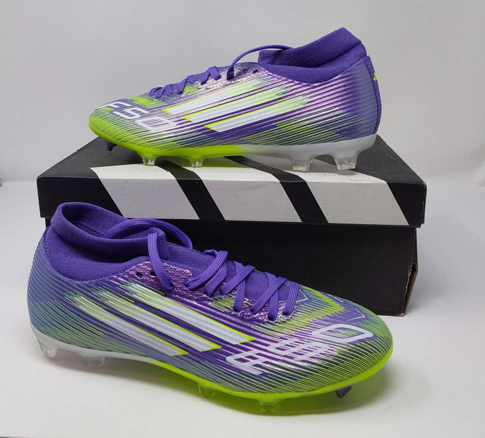 adidas F50 League Mid FG/MG Soccer Cleats Purple Green Mens 8 Womens 9